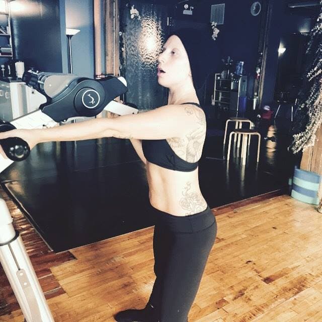 Lady Gaga doing Gyrotonic Exercise on the Gyrotonic Gyrotoner