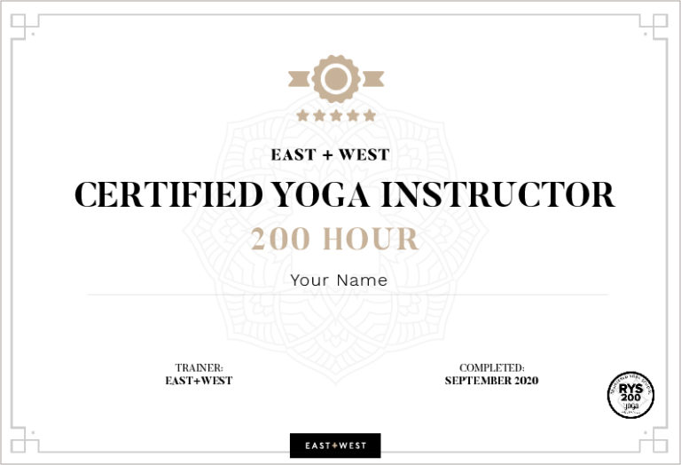 An example 200 hour teaching certificate