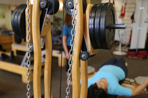 Closeup of the GYROTONIC Pully tower weights